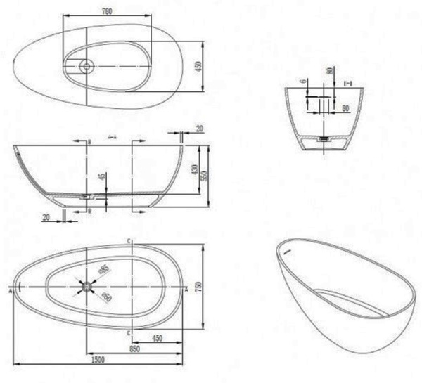 Ванна из искусственного камня NTBagno Petalo (150х75) NT312 
