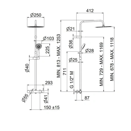 Душевая система  Kerama Marazzi Nota 8236KM.21.018 хром
