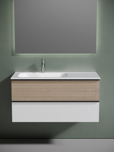 Тумба под раковину Sancos  Delta DL100LW  дуб светлый/белый