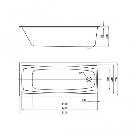 Ванна BERGES акриловая FEYA с каркасом (150x70) 050013 