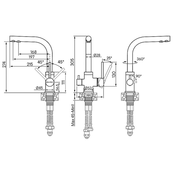 Смеситель для кухни с подключением к фильтру  Paulmark Essen Es213011-GRS