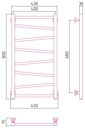 Полотенцесушитель Водяной Сунержа Сирокко (80х40) Золото 03-0253-8040