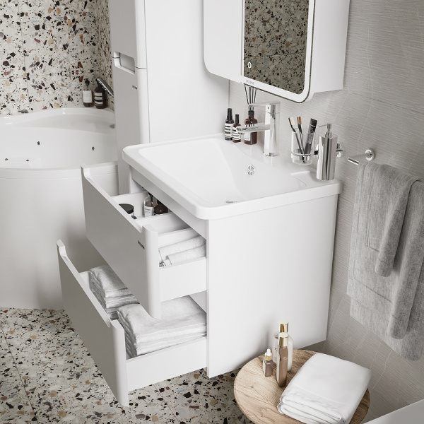 Тумба подвесная Grossman АДЕЛЬ-60 см 106006  с 2-я ящ, белая