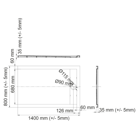 Душевой поддон (140х80) WasserKRAFT Mindel 85T35