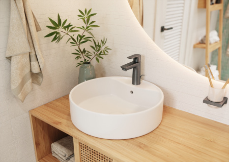 Смеситель для раковины без донного клапана CoolStart Hansgrohe Talis E 71714340 шлифованный черный хром