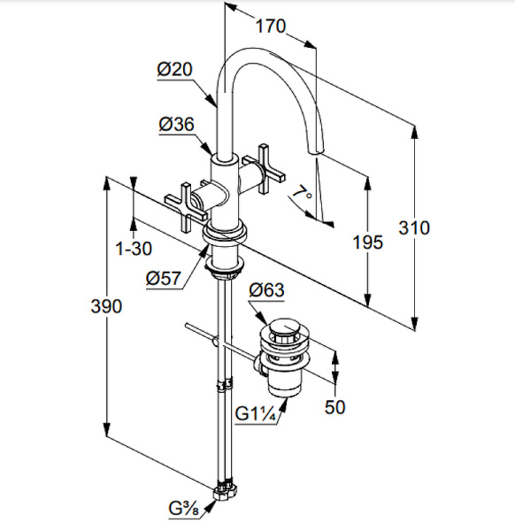 Смеситель для раковины Kludi Nova Fonte 201180520