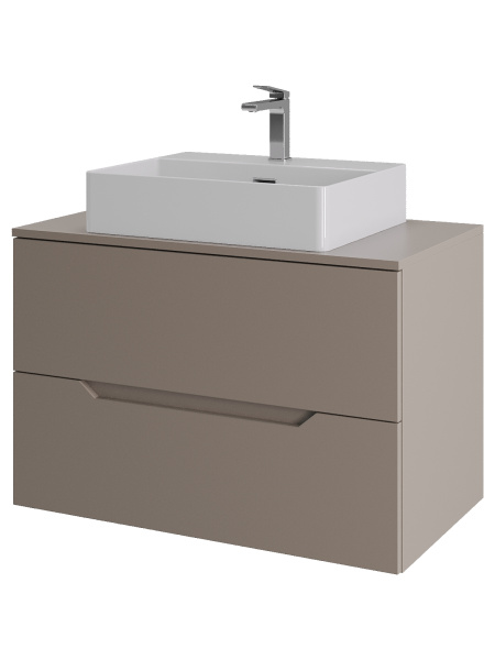 Тумба с раковиной подвесная 80 см, Orange Line Li-80TuLMDF+B04-500W латте/белый