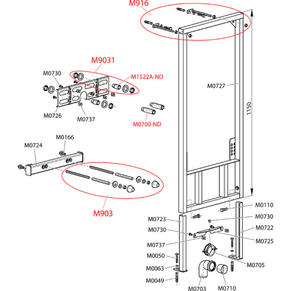 Система инсталляции для биде Kerama Marazzi A105/1000