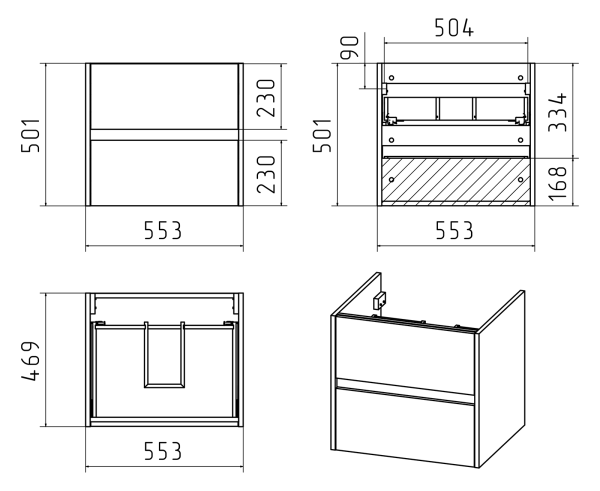 Тумба с раковиной Misty Алиса 58  УТ000011218