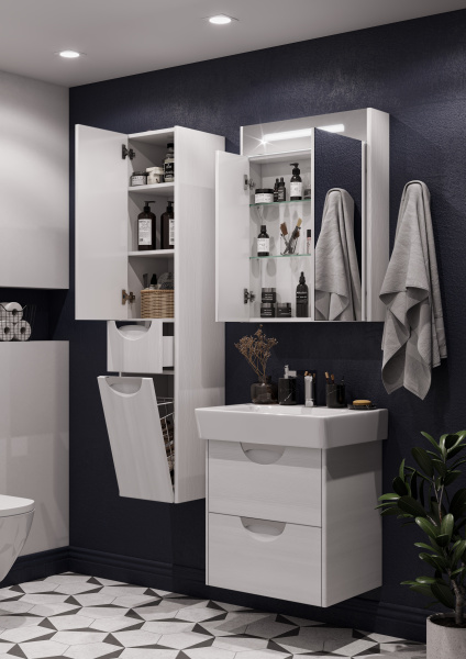 Зеркальный шкаф Aquaton Сильва 60 дуб полярный 1A216202SIW70