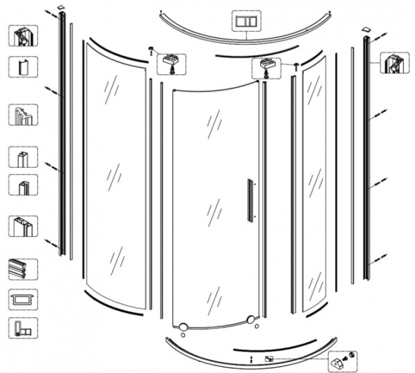 Передние стекла для душевого уголка Alvaro Banos TOLEDO S90.20 Cromo 1/2