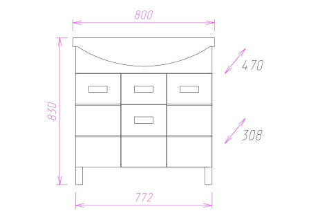 Тумба под раковину напольная Onika Балтика 80 108023