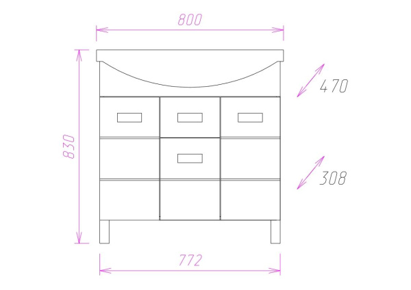 Тумба под раковину напольная Onika Балтика 80 108023