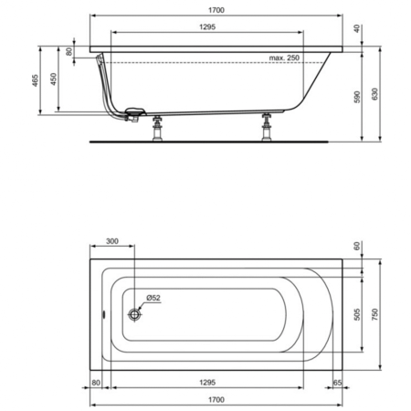Ванна акриловая (170х75) Ideal Standard HOTLINE K274601
