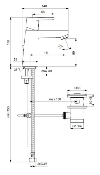 Смеситель для раковины Ideal Standard Vito Grande B0455AA