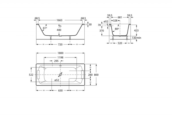 Стальная ванна Roca Lun Plus 221370000