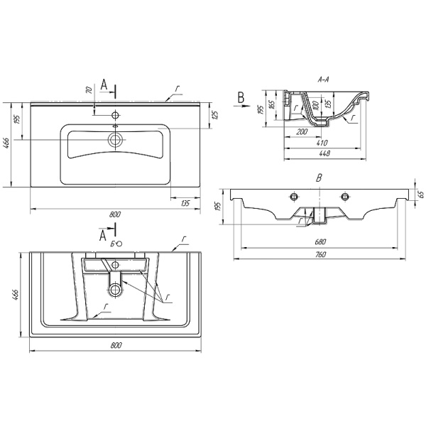 Раковина Misty Дрея Гармония 80 640207