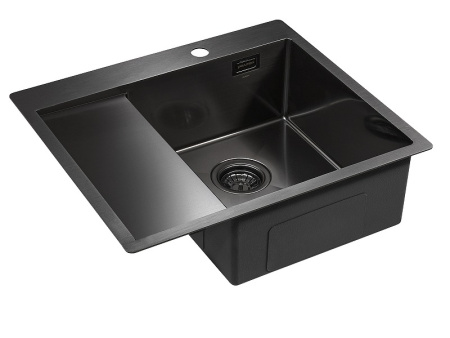 Кухонная мойка Paulmark Alster PM825951-GMR вороненая сталь правая