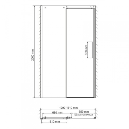 Душевая дверь (130х200) WasserKRAFT Dinkel 58R30