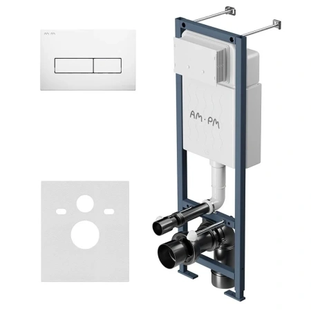 Инсталляция для подвесного унитаза узкая Am.Pm ErgoFit I012711.0301 с кнопкой смыва, белый глянец
