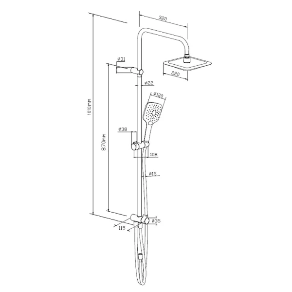 Душевая стойка Damixa Eclipse 931000200 Душевая стойка Damixa Eclipse 931000200