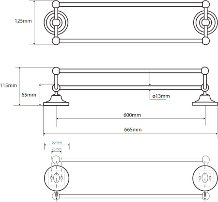 Двойной держатель полотенца Bemeta Retro 144304232