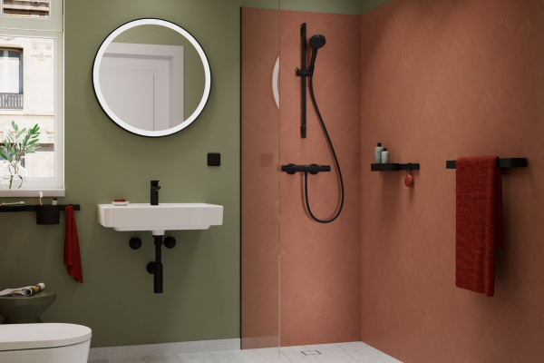 Смеситель для раковины с донным клапаном CoolStart Hansgrohe Vernis Blend 71585670 черный матовый