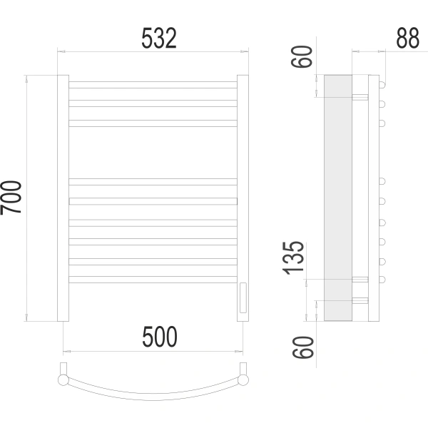 Полотенцесушитель электрический Terminus Классик (500х700) П9 4670078527356