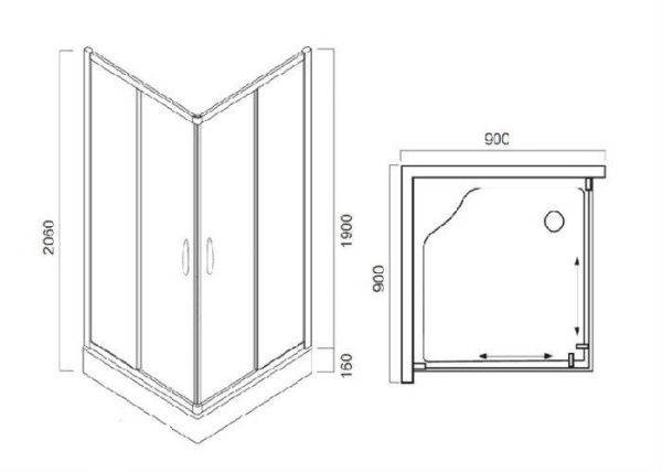 Душевой уголок AM.PM Bliss L W53E-303-090MT
