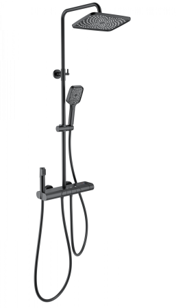 Душевая система с термостатом WONZON & WOGHAND MUSE Legato, черный матовый WW-B4129-MB