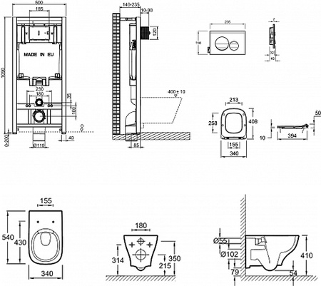 Комплект унитаз с инсталляцией Jacob Delafon Struktura E21750RU-00