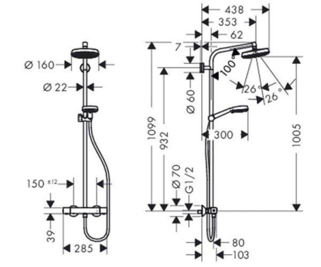 Душевая система Hansgrohe Crometta 27265400