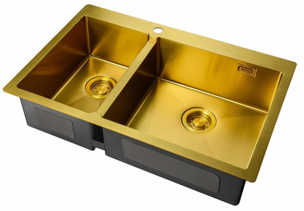 Кухонная мойка (двойная, основная чаша справа) ZL R 780-2-510-L BRONZE