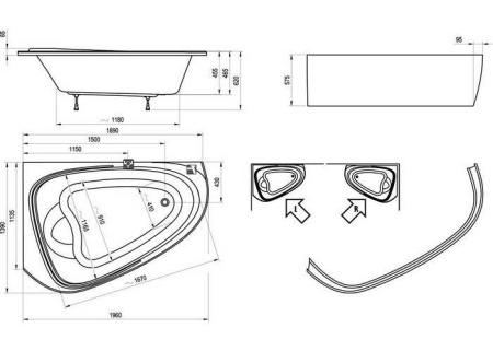 Акриловая ванна 189x139 см R Ravak LoveStory II C761000000