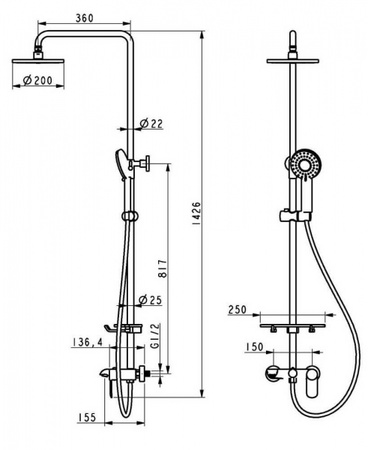 Душевая стойка Orans OLS-7551