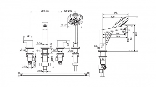 Смеситель для ванны Oras Twista 3843