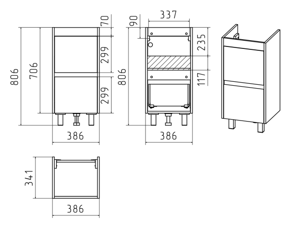 Тумба под раковину Misty Алиса 40 Э-Али01040-0112Я