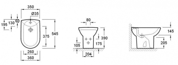 Биде напольное Jacob Delafon Odeon E1093-00 Биде напольное Jacob Delafon Odeon E1093-00