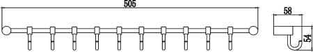 Планка с крючками 10 крючков Savol S-006210