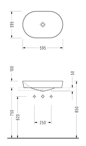 Раковина накладная (59,5х39,5) Serel Sapphire SP46