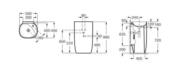 Раковина напольная (50х42) Roca Beyond   3270B0660 кофе матовый