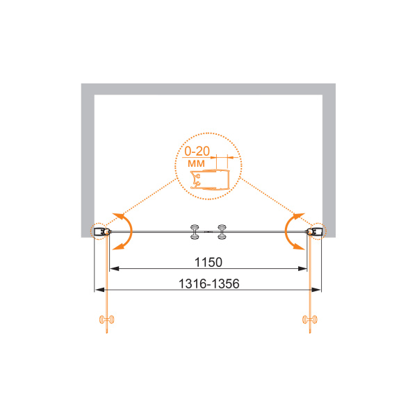 Душевая дверь (140х195) CEZARES ELENA ELENA-W-B-2-140-P-Cr