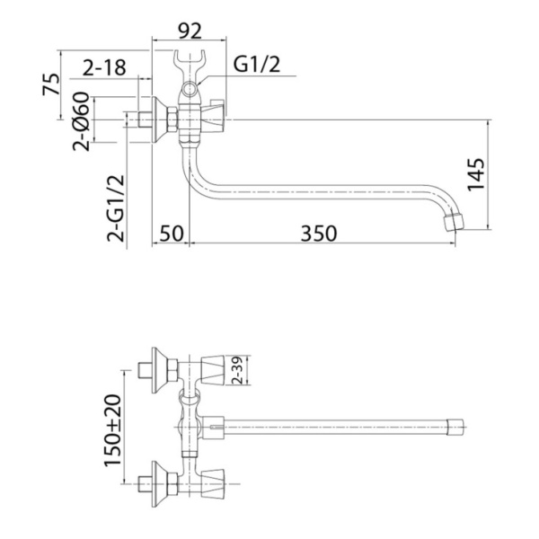 Смеситель для ванны с длинным изливом Milardo Tring (TRISB02M10)