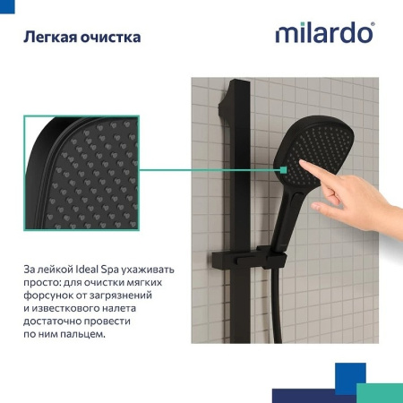 Лейка для душа Milardo черная матовая 3F Ideal Spa (ILS3FB0M18)