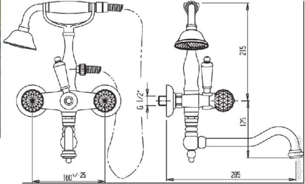 Смеситель для ванны Cezares GOLF-PBV2-03/24-M