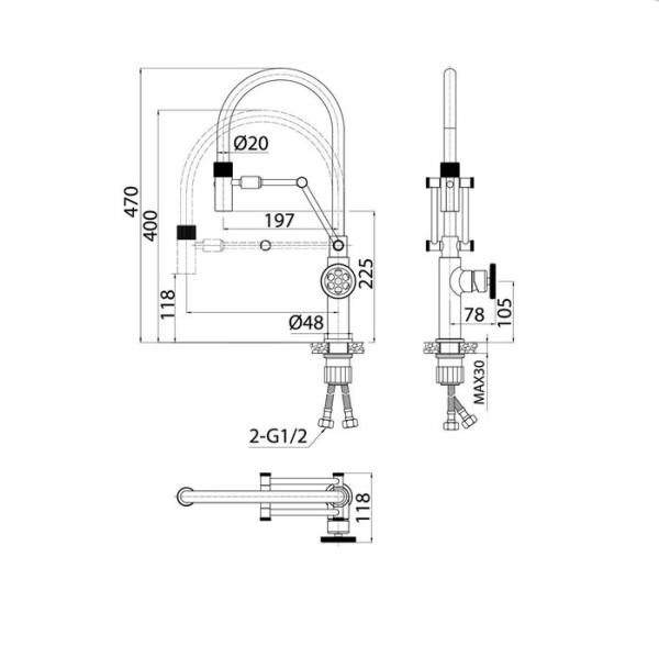 Смеситель для кухни IDDIS с гибким изливом Grange (GRAMGFLi05)