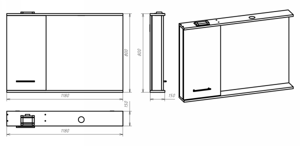 Зеркало-шкаф (118х80) Misty Респект 120 левый Э-Рес02120-1Л