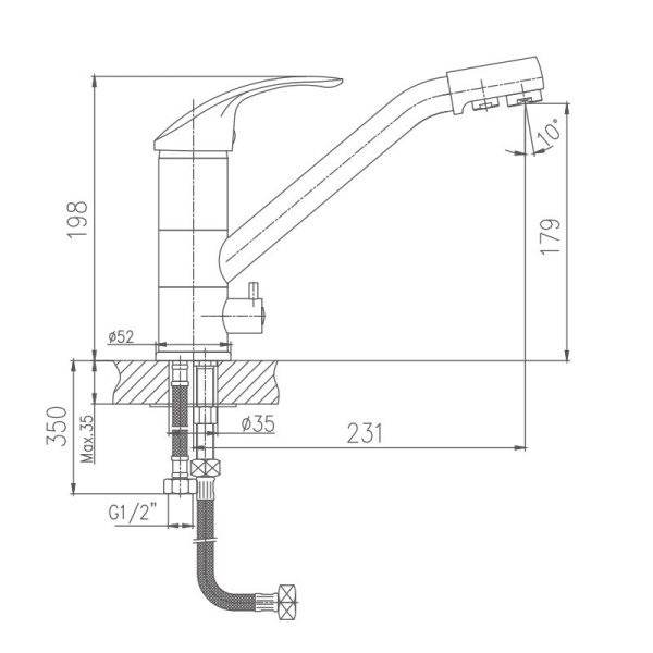 Смеситель для кухни с подключением к фильтру Haiba HB4321