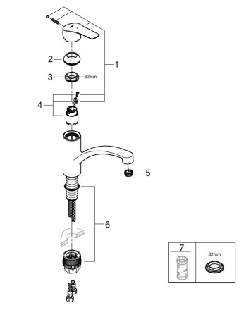 Смеситель однорычажный для мойки Grohe Eurosmart 30260 003 (30260003) хром