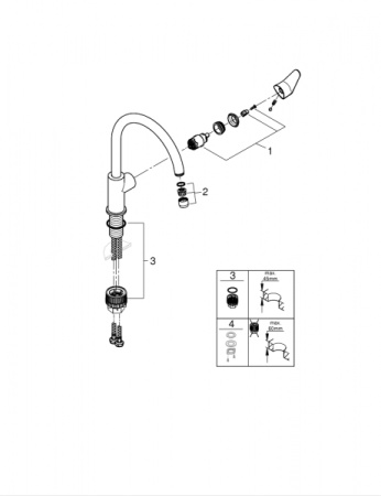 Смеситель однорычажный для кухни Grohe BauCurve 31536 001 (31536001) хром